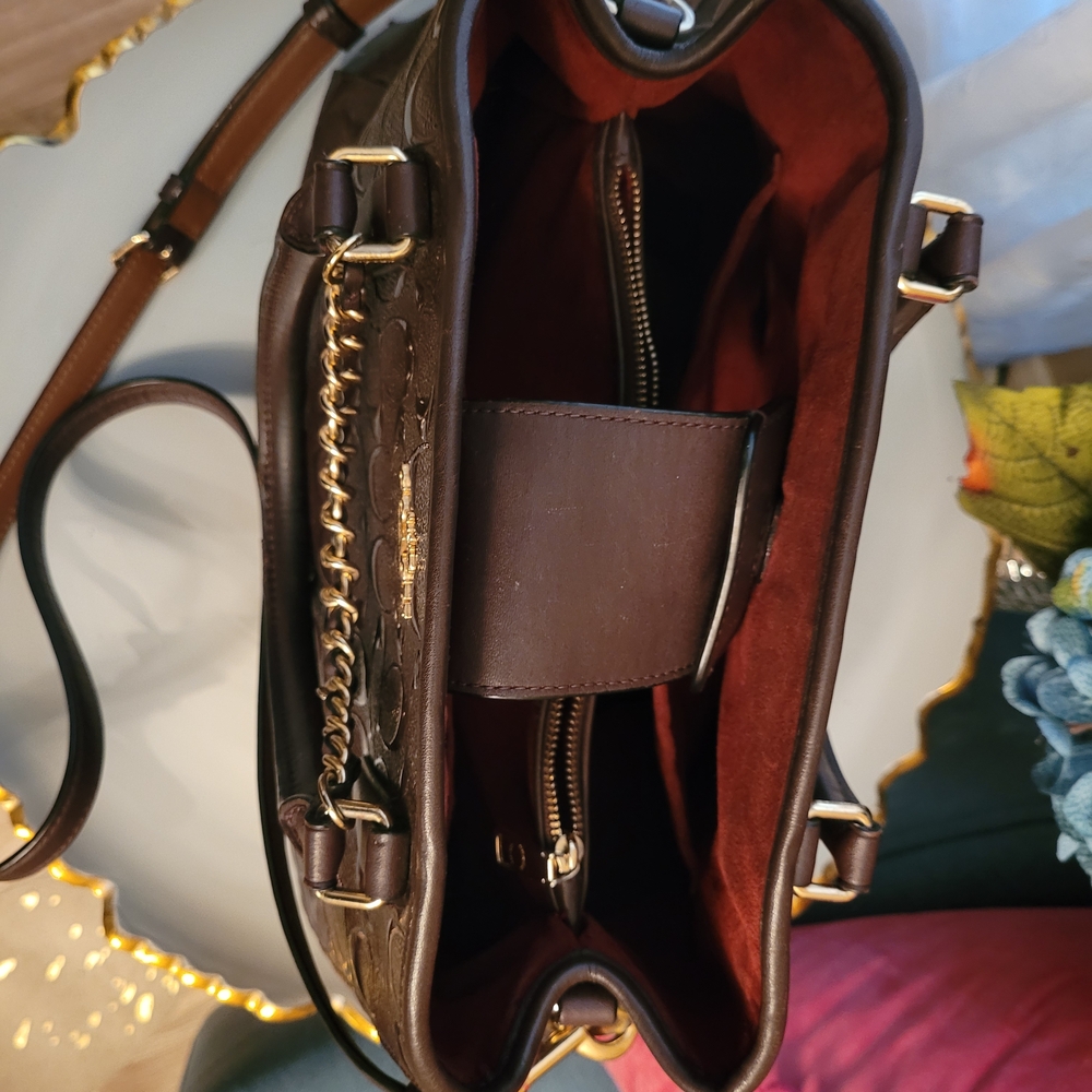 3 Piece Set Coach Signature Oxblood Margot Bag Crossover & 2 Matching Wallets - Picture 3 of 17